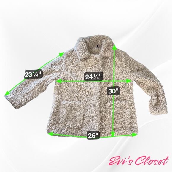 H&M Women's Jacket Sz L Faux FurTeddy Bear Off White Snap Button. - Picture 10 of 10